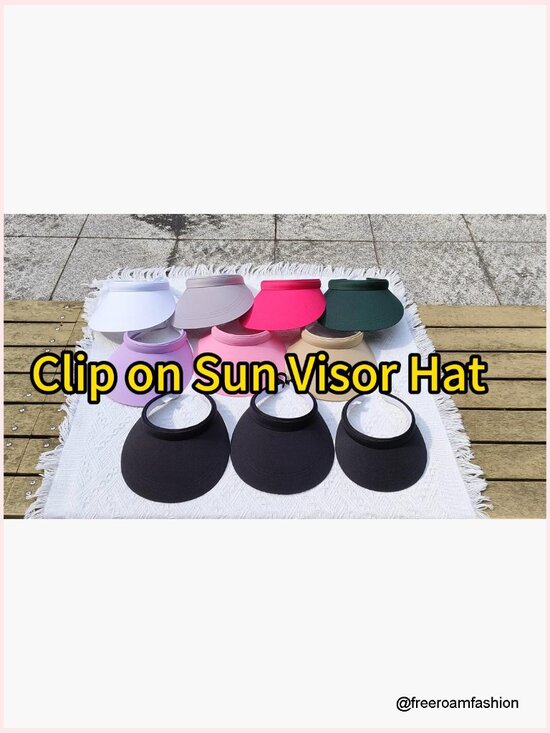 2 Pack Wide Brim Sun Visors Adjustable Clip on Summer Hats UV Protection